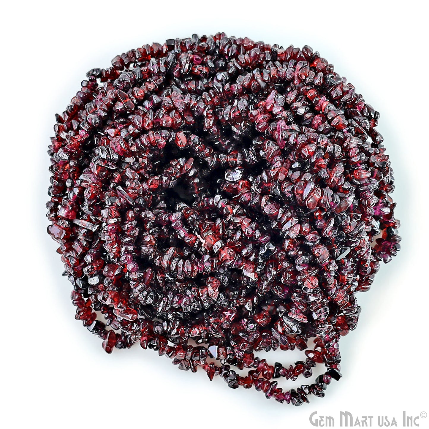 Garnet Chip Beads, 34 Inch, Natural Chip Strands, Drilled Strung Nugget Beads, 3-7mm, Polished, GemmartUSA (CHGT-70001)