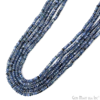 Iolite Rondelle Beads, 12.5 Inch Gemstone Strands, Drilled Strung Nugget Beads, Faceted Round, 3-4mm