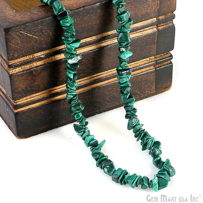 Malachite Chip Beads, 34 Inch, Natural Chip Strands, Drilled Strung Nugget Beads, 3-7mm, Polished, GemmartUSA (CHMC-70001)