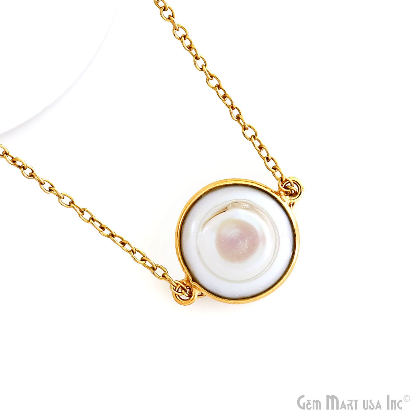 Round 14mm Double Bail Gold Bezel Gemstone Connector