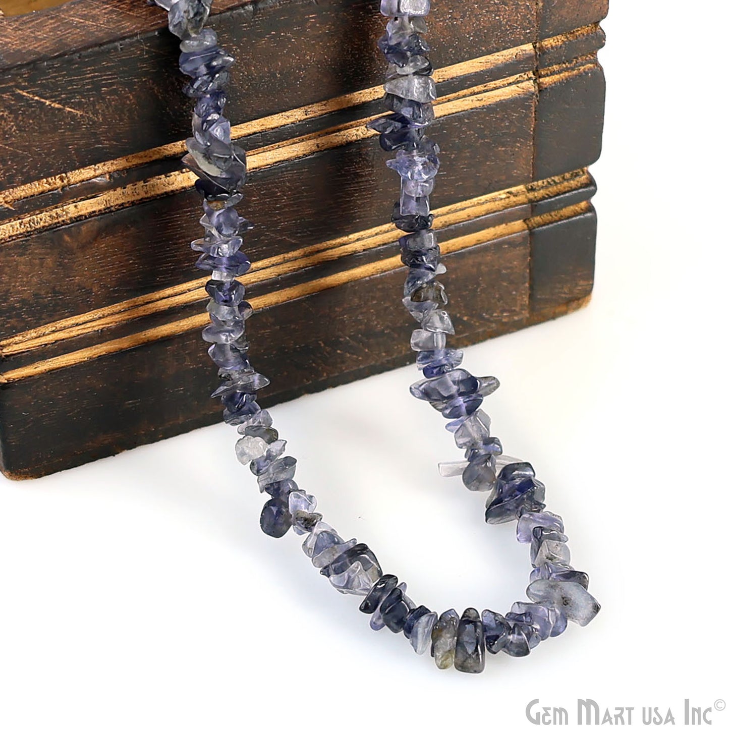 Iolite Chip Beads, 34 Inch, Natural Chip Strands, Drilled Strung Nugget Beads, 3-7mm, Polished, GemMartUSA (CHIO-70001)