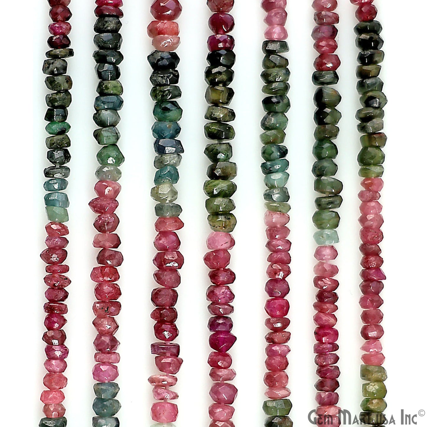 Multi Tourmaline Rondelle Beads, 13 Inch Gemstone Strands, Drilled Strung Nugget Beads, Faceted Round, 3.5-4mm