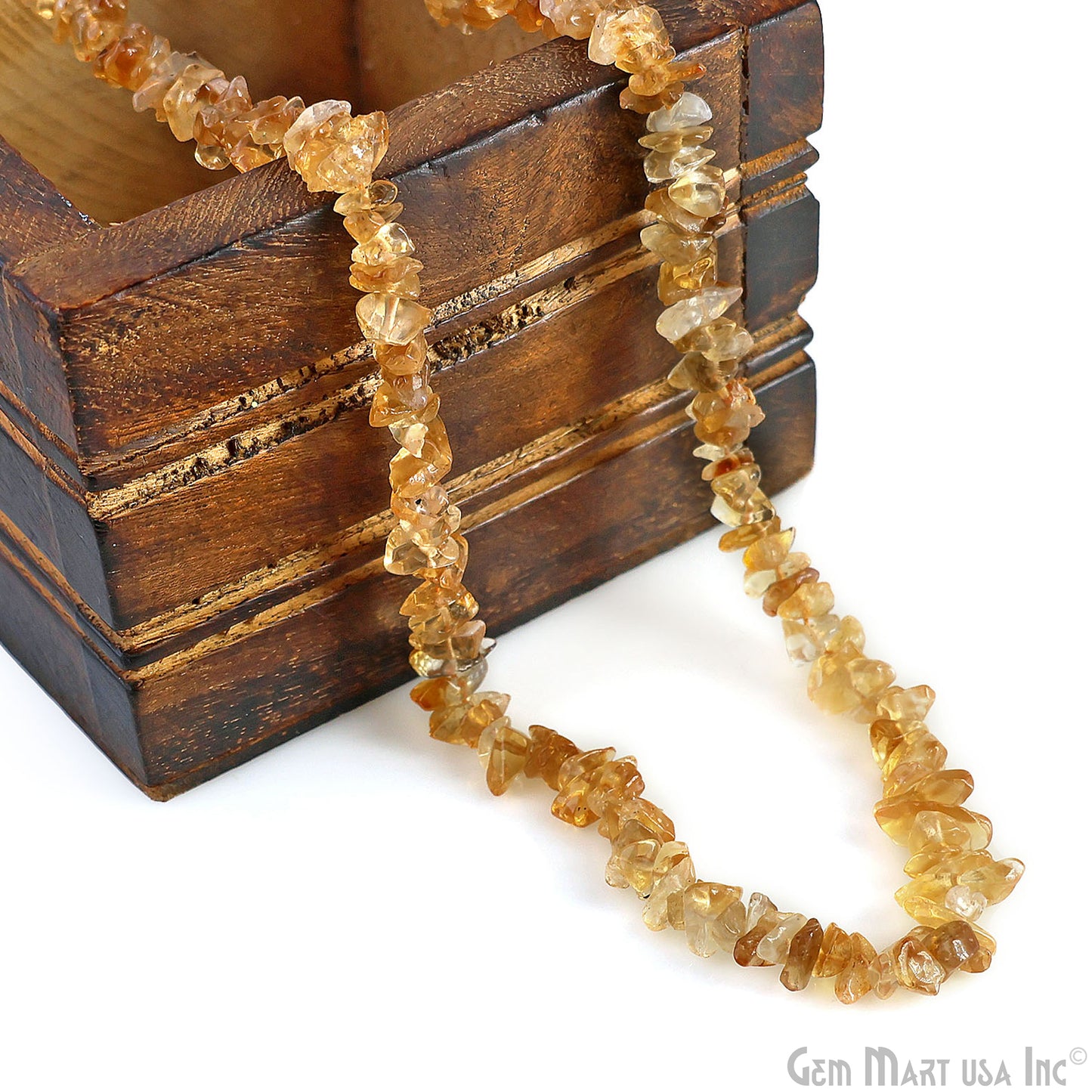 Citrine Chip Beads, 34 Inch, Natural Chip Strands, Drilled Strung Nugget Beads, 3-7mm, Polished, GemmartUSA (CHCI-70001)