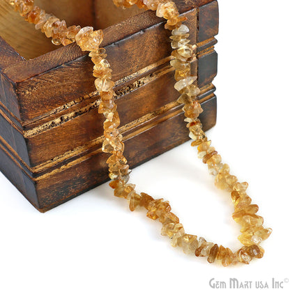 Citrine Chip Beads, 34 Inch, Natural Chip Strands, Drilled Strung Nugget Beads, 3-7mm, Polished, GemmartUSA (CHCI-70001)