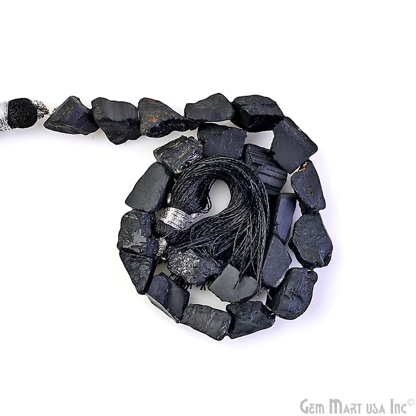 Black Tourmaline Rough Beads, 9 Inch Gemstone Strands, Drilled Strung Briolette Beads, Free Form, 7x5mm