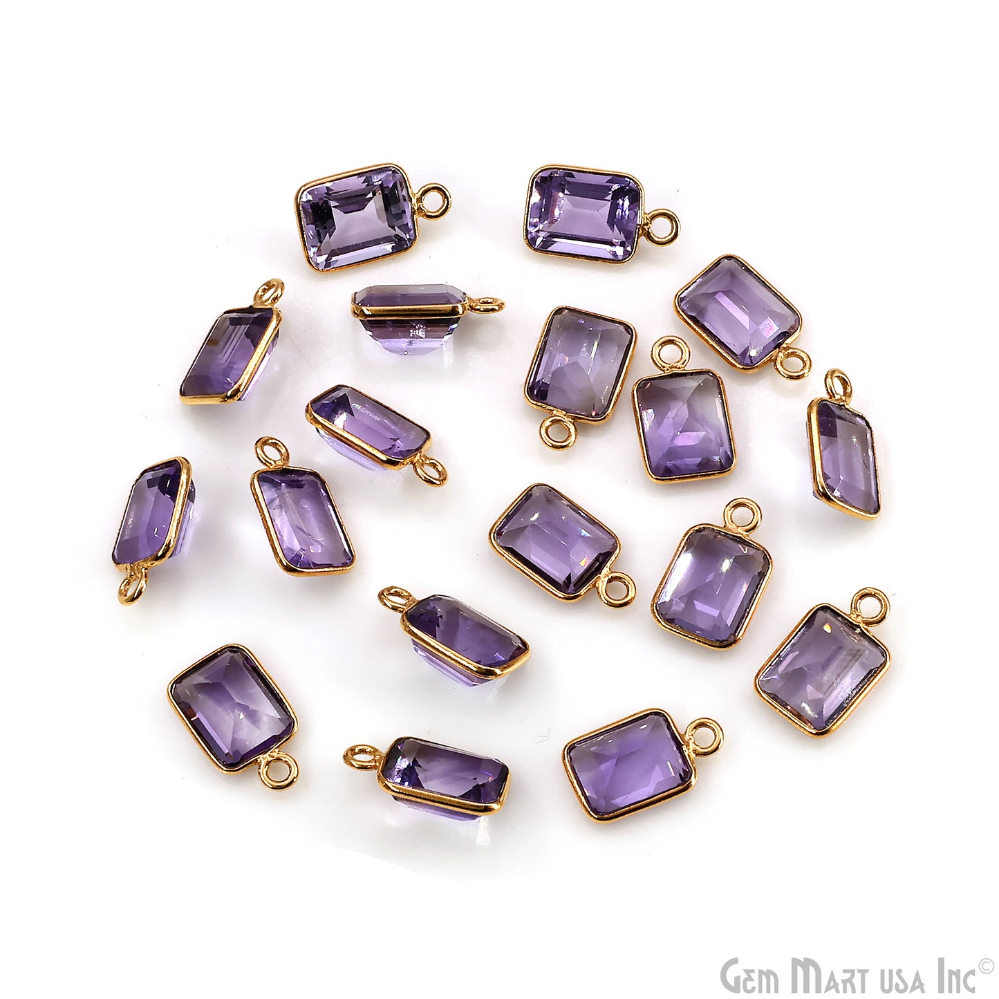 Amethyst Octagon 7x9mm Brilliant Cut Gold Plated Bezel Single Bail Gemstone Connector