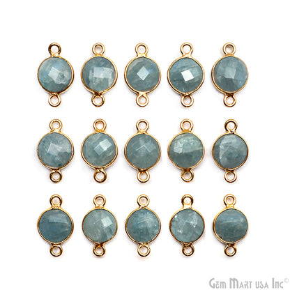 Round 8mm Double Bail Gold Plated Gemstone Bezel Connector