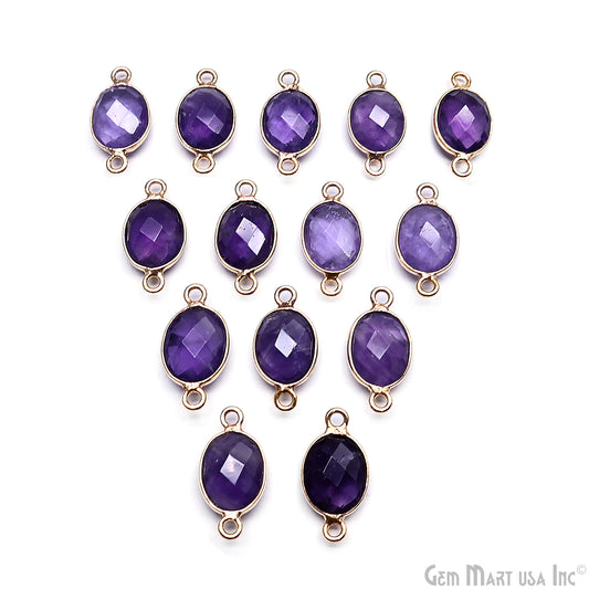 Oval 8x10mm Gold Bezel Double Bail Gemstone Connector