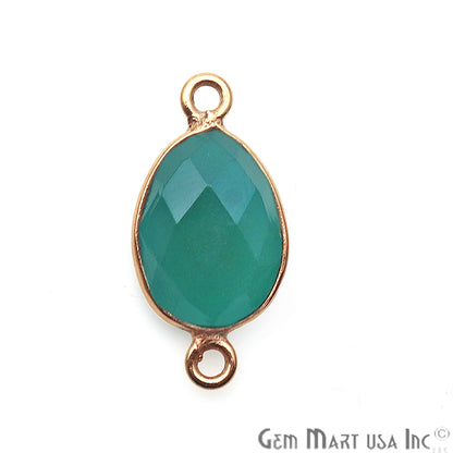 Green Onyx Egg Shape 8x10mm Gold Plated Single Bail Connector