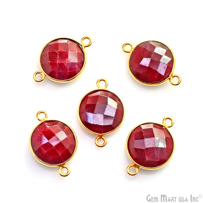 Round 12mm Double Bail Gold Plated Gemstone Bezel Connector