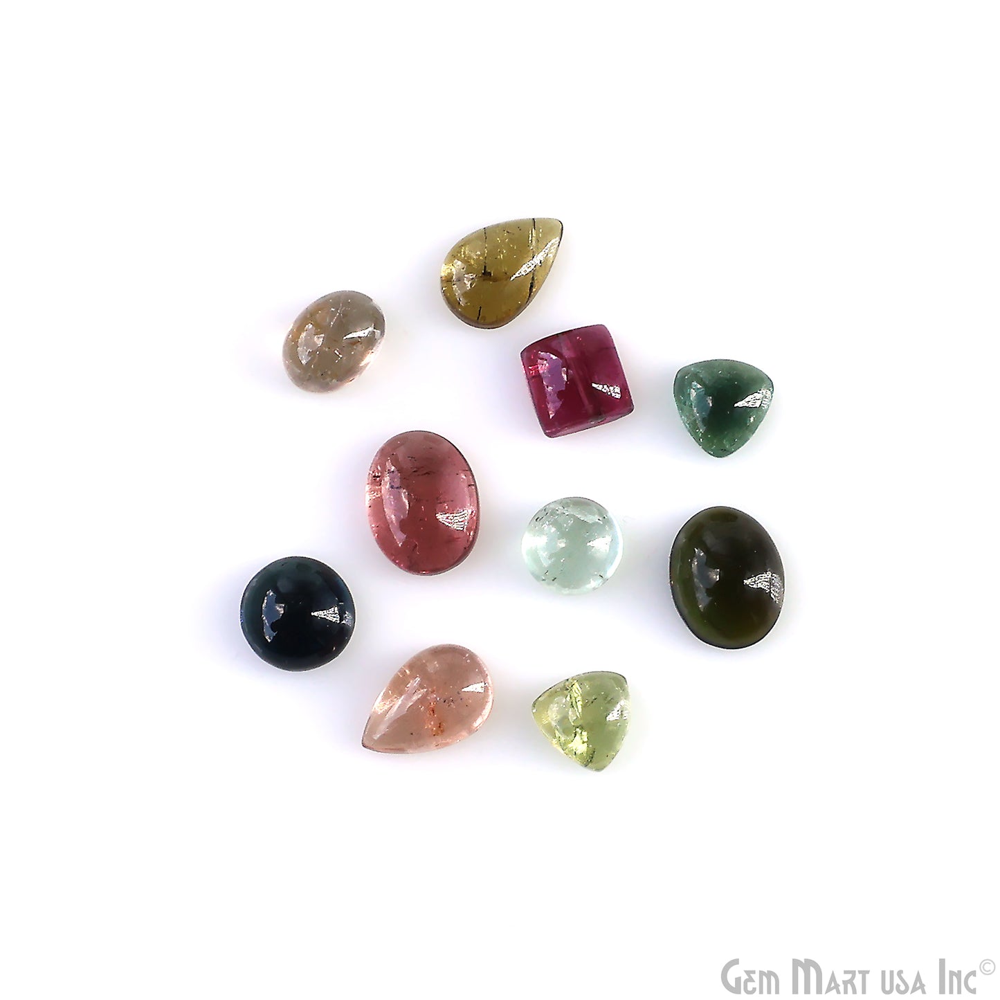 Multi Tourmaline Wholesale Gemstones, 100% Natural Semi-Precious Gems, Multi Color Cabochons Loose Gems, 5-7mm, Round and Pears, 5 Carats