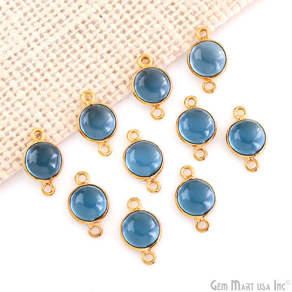 Round Shape 8mm Double Bail Gold Bezel Gemstone Cabochon Connector