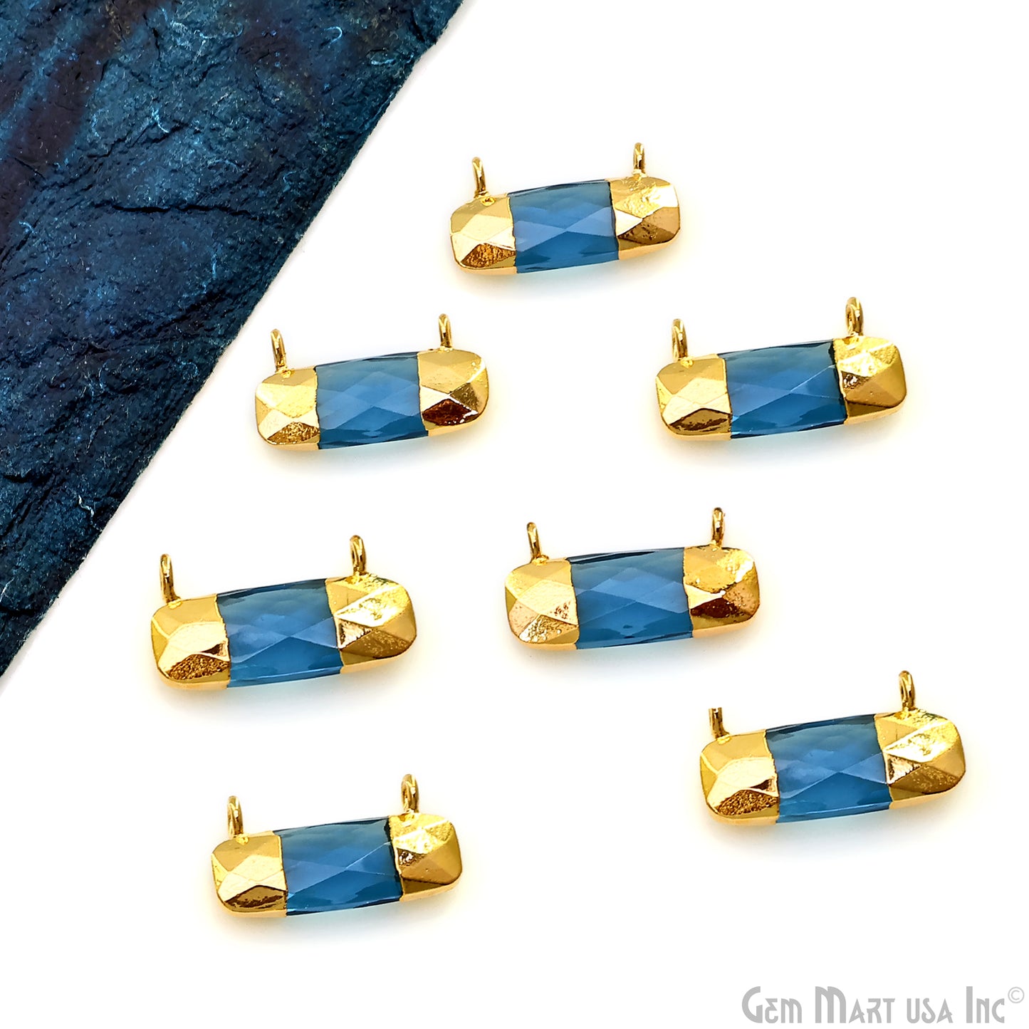 Iolite Rectangle 21x11mm Gold Electroplated Cat Bail Connector