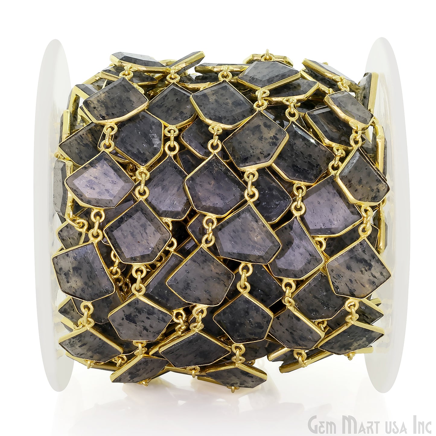 Black Rutile 10-15mm Faceted Free Form Gold Plated Bezel Connector Link Chain