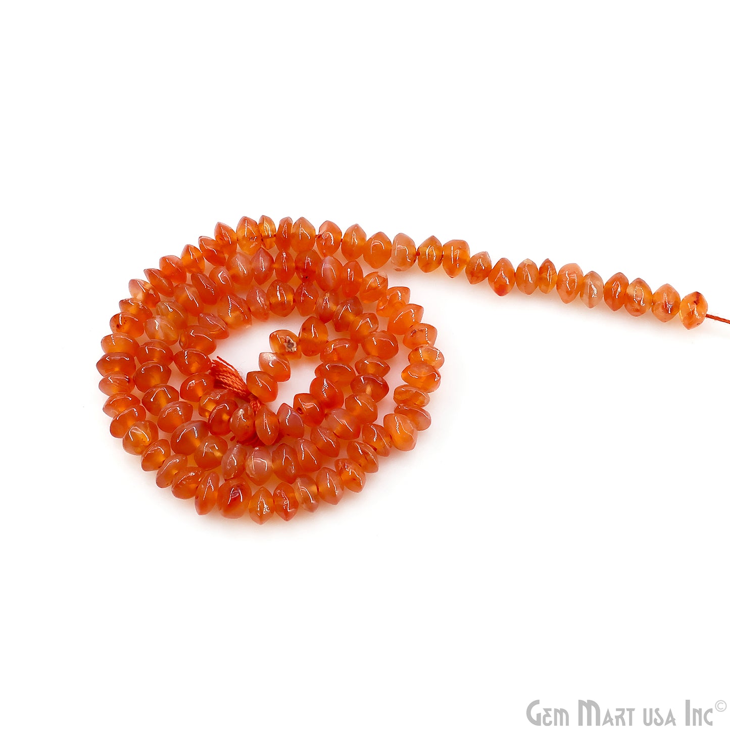 Carnelian Faceted Round Drilled Beads 3-4mm Waist Beads, Rondelle Bead Strand 14 Inch