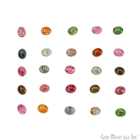 Multi Tourmaline Wholesale Gemstones, 100% Natural Semi-Precious Gems, Multi Color Cabochons Loose Gems, 4x5mm, Oval, 5 Carats