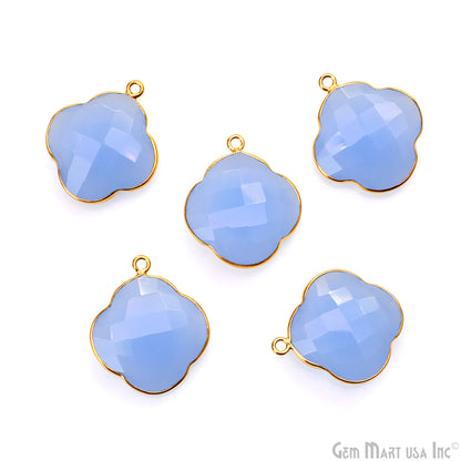 Clover 24x20mm Gemstone Single Bail Gold Bezel Gemstone Connector