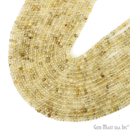 Gemstone Rondelle Bead Strands, Round Faceted, Polished Beads, Handmade Rondelle Beads, 12.5-inch, 3-4mm Round Strands for DIY Jewelry Making