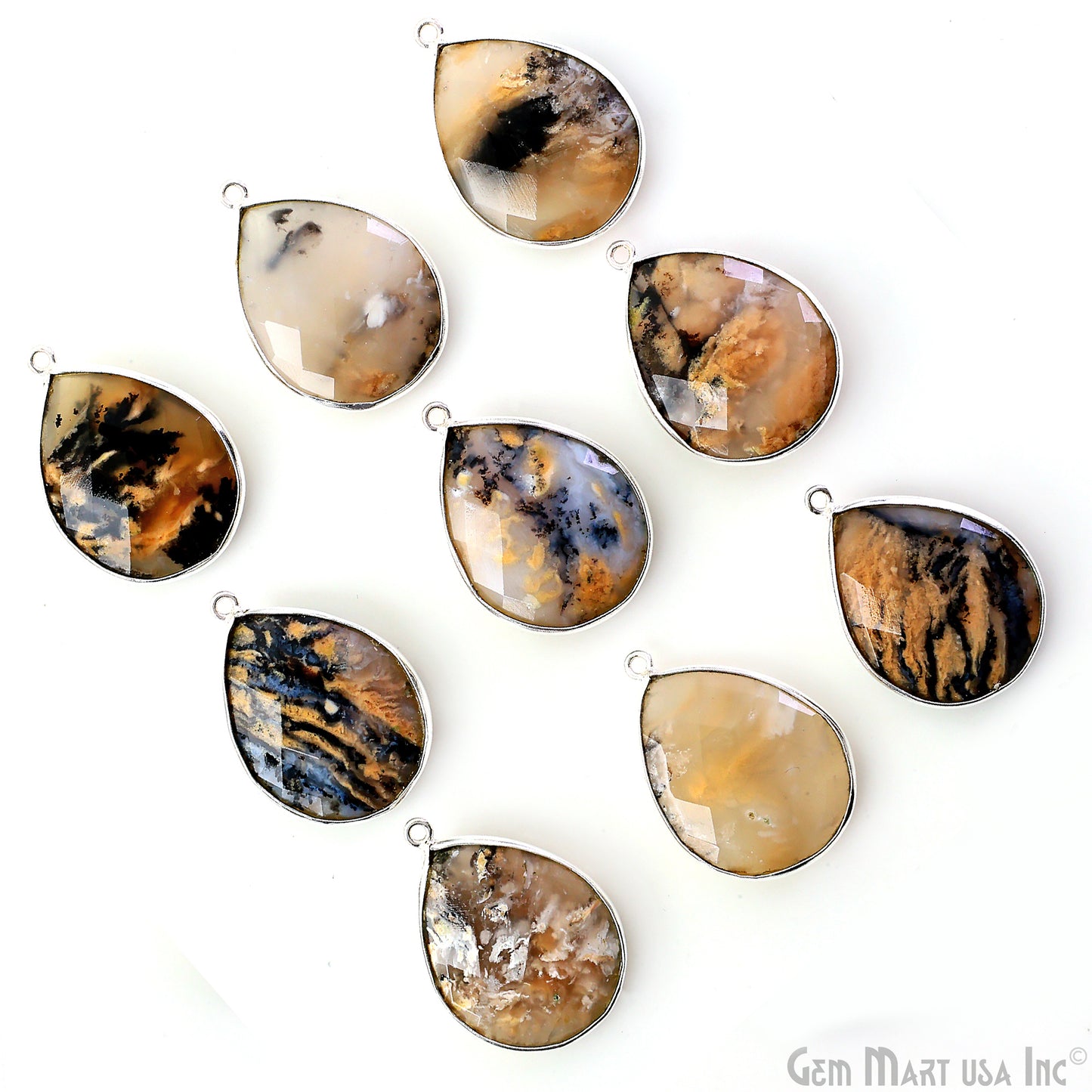 Pears 25x20mm Single Bail Silver Plated Gemstone Bezel Connector
