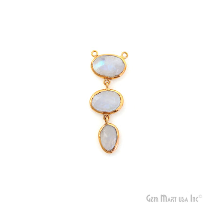 Rainbow Moonstone 48x17mm Double Bail Chandelier Finding Component