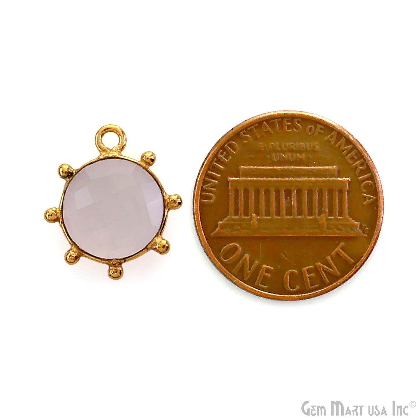 Round 15x13mm Design Bezel Gold Plated Single Bail Gemstone Connector
