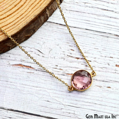 Round 12mm Double Bail Gold Bezel Gemstone Connector