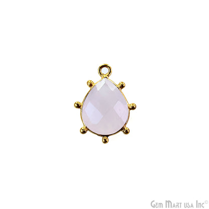 Pears 18x13mm Design Bezel Gold Plated Single Bail Gemstone Connector