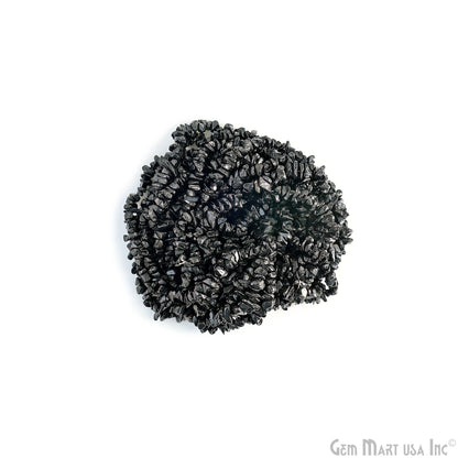 Black Tourmaline Chip Beads, 34 Inch, Natural Chip Strands, Drilled Strung Nugget Beads, 3-7mm, Polished, GemmartUSA (CHKT-70001)