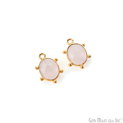 Oval 15x11mm Design Bezel Gold Plated Single Bail Gemstone Connector