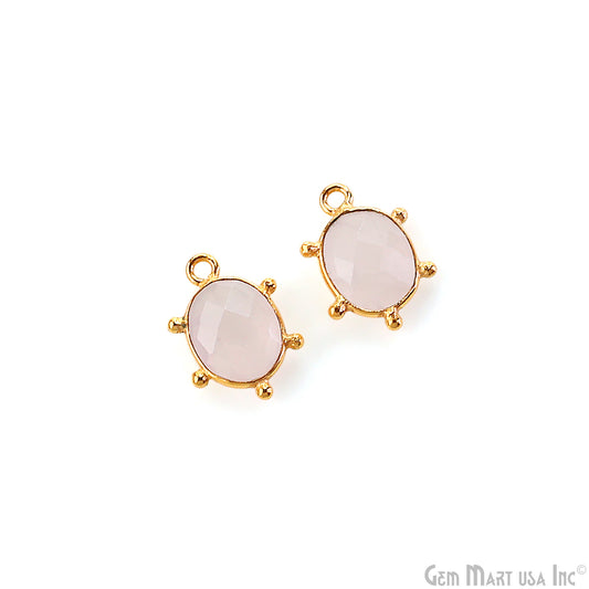 Oval 15x11mm Design Bezel Gold Plated Single Bail Gemstone Connector