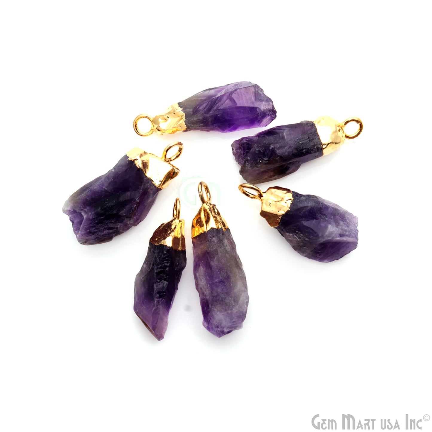 Rough Amethyst 26x11mm Gold Edged Bracelets Charm Single Bail Connectors