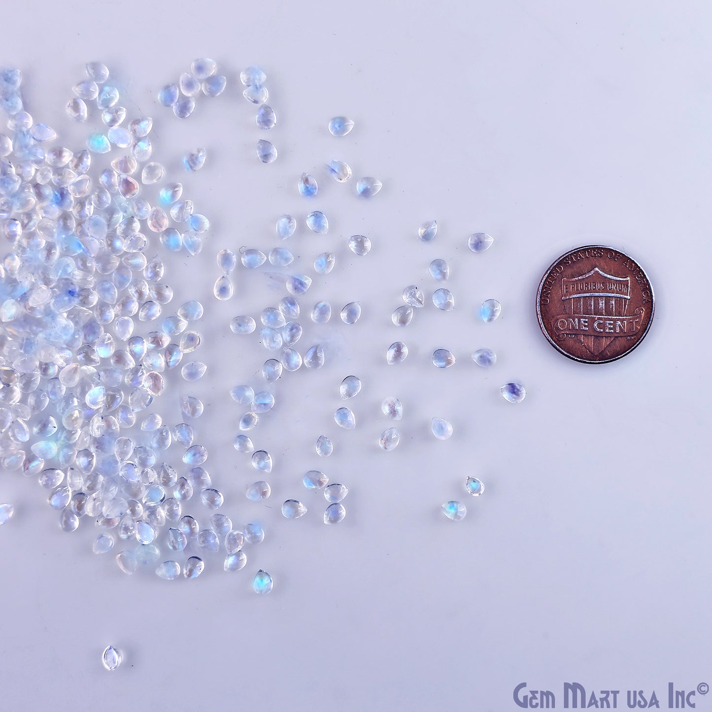 Rainbow Moonstone Wholesale Gemstones, 100% Natural Semi-Precious Gems, Rainbow Cabochons Loose Gems, 3x4mm, Pear, 5 Carats