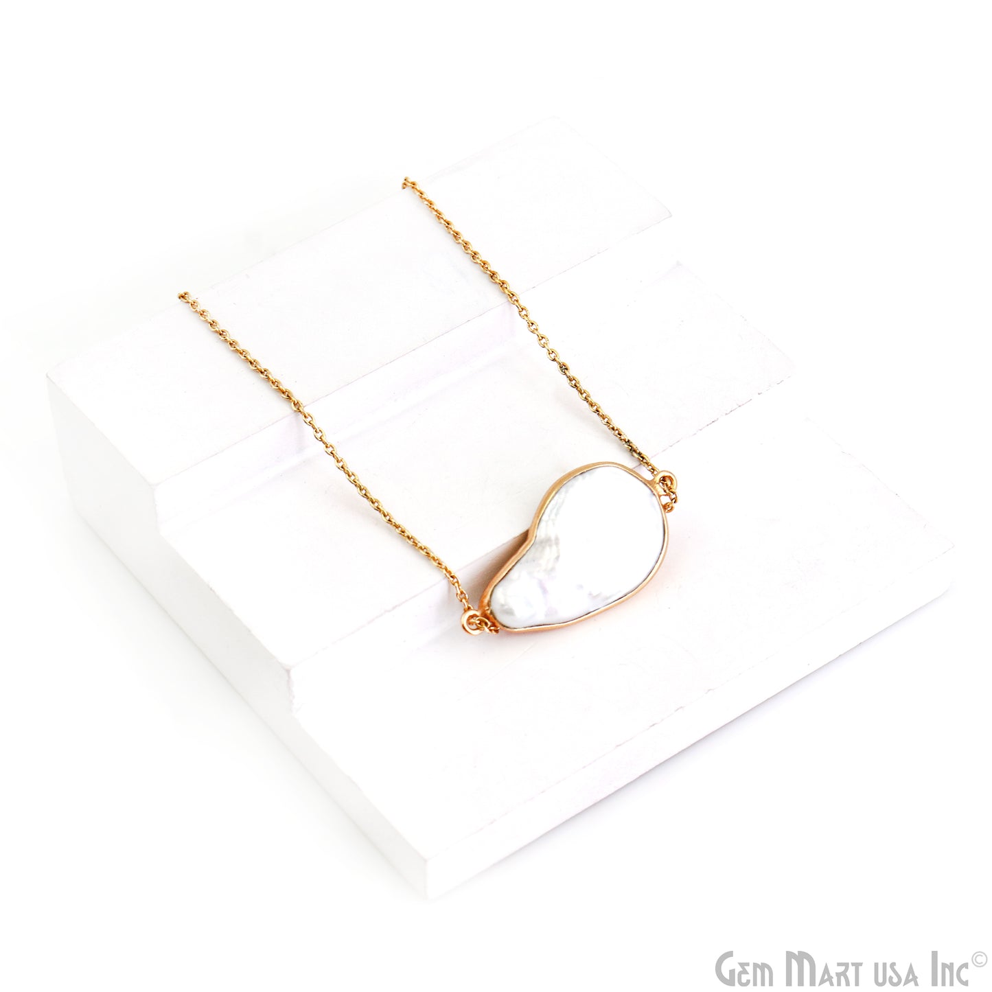 Pearl Free Form Gold Plated 31x17mm Double Bail Connector