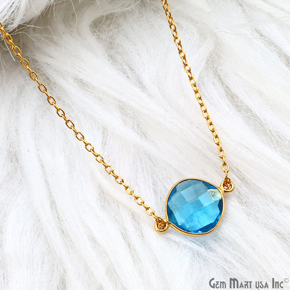 Heart 16mm Single Point Bail Gold Bezel Gemstone Connector
