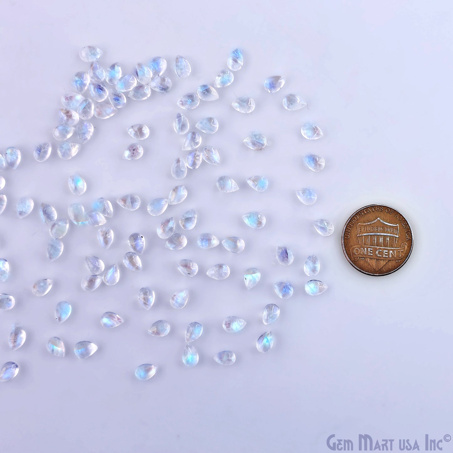 Rainbow Moonstone Pears Cabochon, 6x4mm, 5 Carats, 100% Natural Cabochon Loose Gems, Wholesale Gemstones