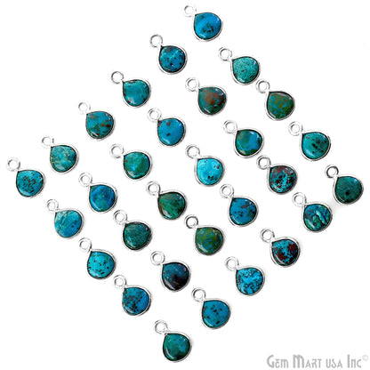 Chrysocolla Heart 6mm Silver Plated Single Bail Bezel Gemstone Connector