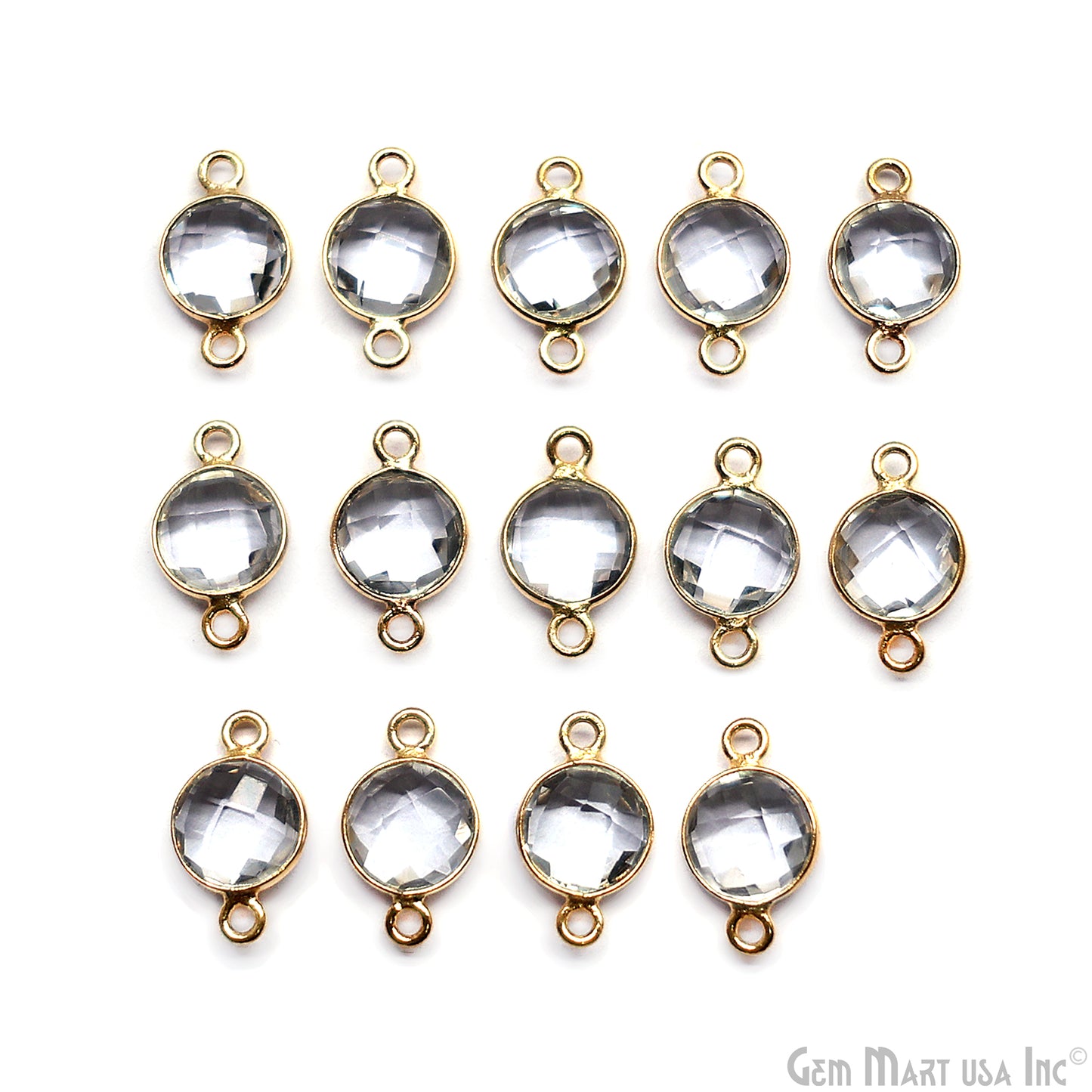 Round 8mm Gold Plated Double Bail Gemstone Connectors