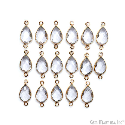 Pear Double Bail Gold Bezel 8x12mm Gemstone Connector