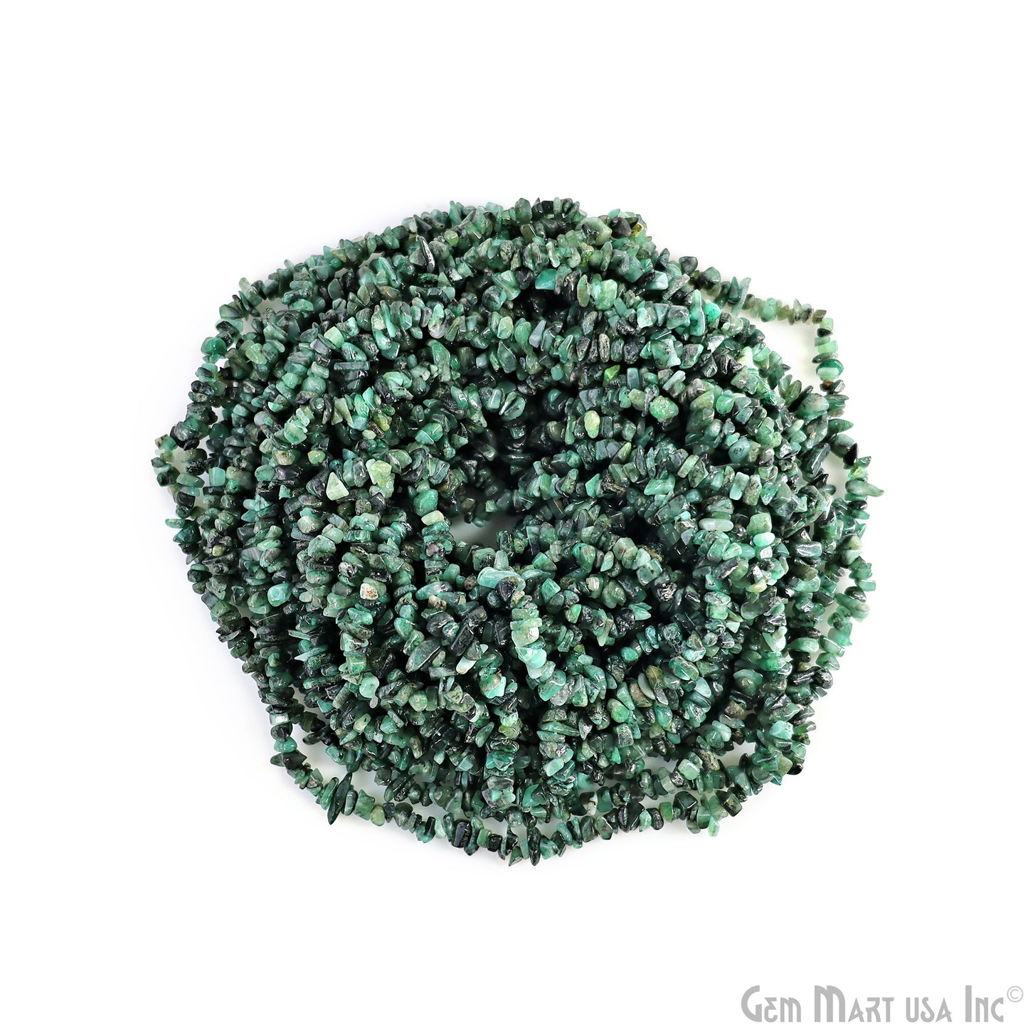 Emerald Chip Beads, 34 Inch, Natural Chip Strands, Drilled Strung Nugget Beads, 3-7mm, Polished, GemMartUSA (CHEM-70001)