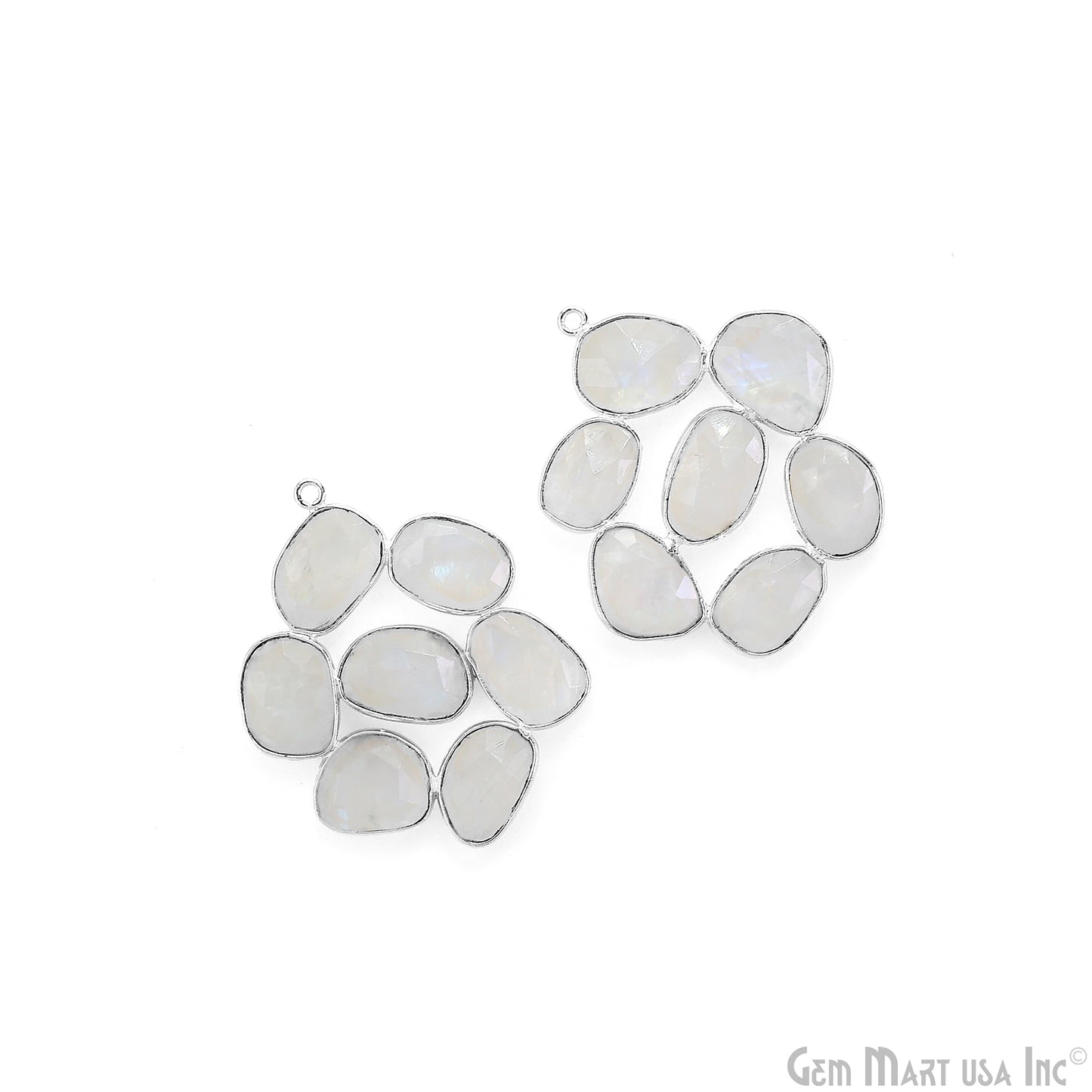 Rainbow Moonstone Silver Plated 37mm Dangle Finding Component