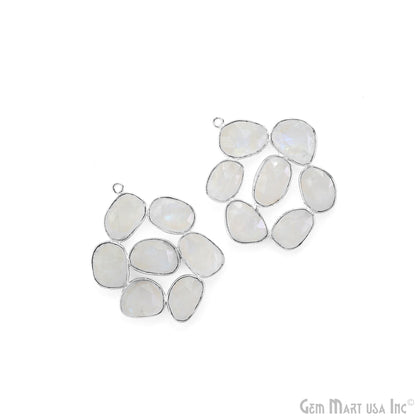 Rainbow Moonstone Silver Plated 37mm Dangle Finding Component