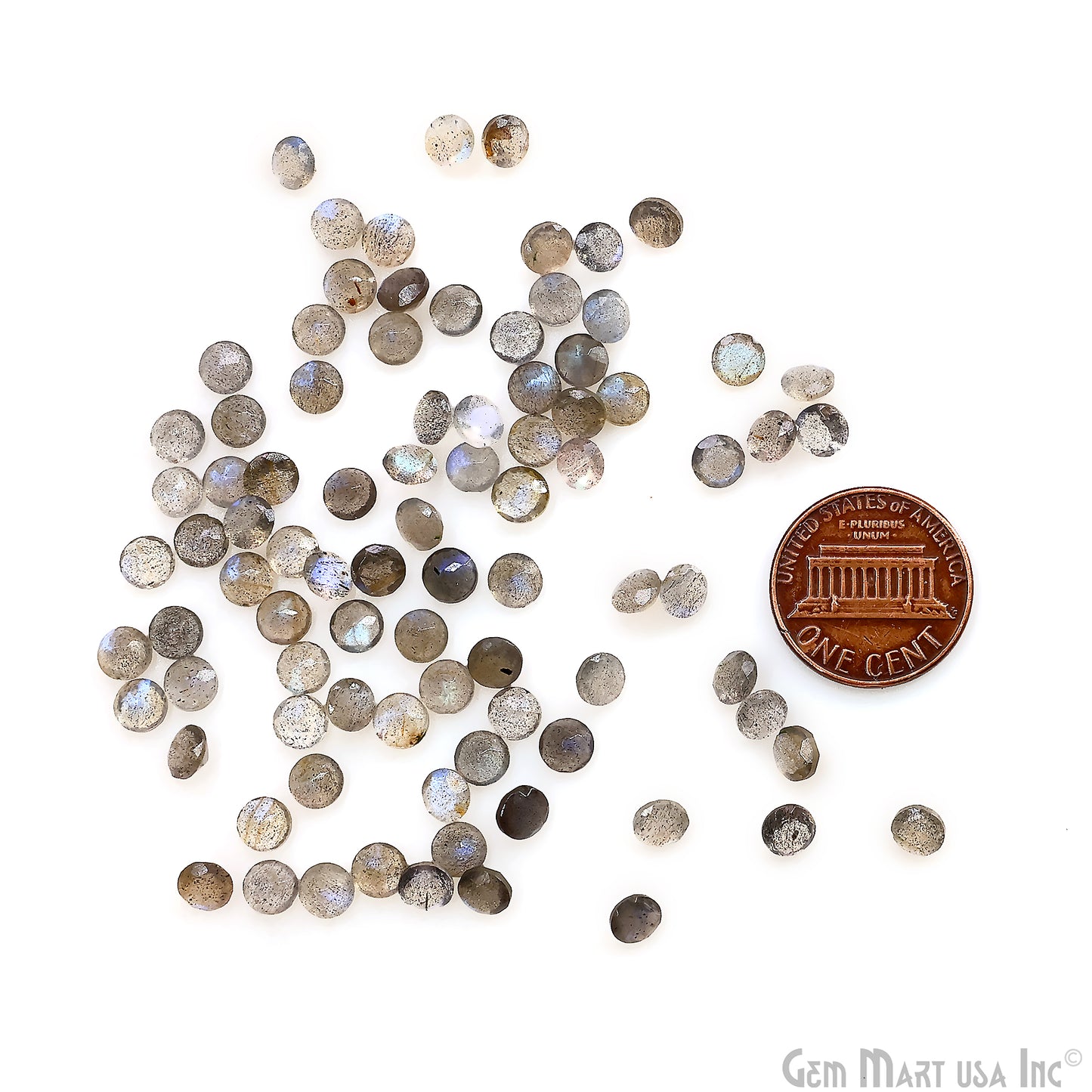 Labradorite Wholesale Gemstones, 100% Natural Semi-Precious Gems, Blue Flash Faceted Loose Gems, 5mm, Round, 10PC Lot