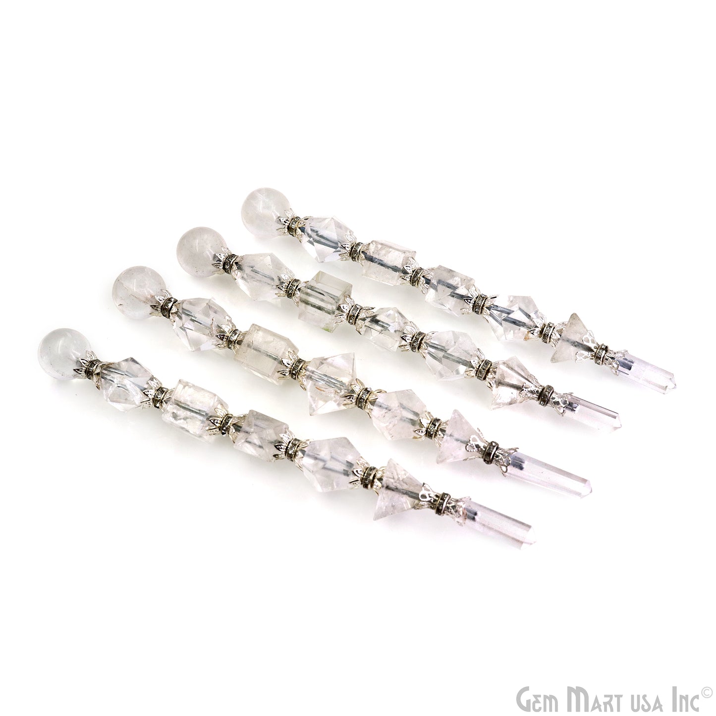 Crystal Round Crystal Wand 6.5Inch, Tumbled Stones with Crystal Ball for Spiritual Healing, Energy Balancing & Aura Cleansing