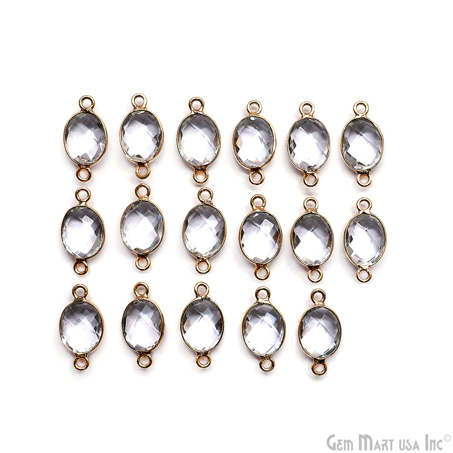 Oval 8x10mm Gold Bezel Double Bail Gemstone Connector