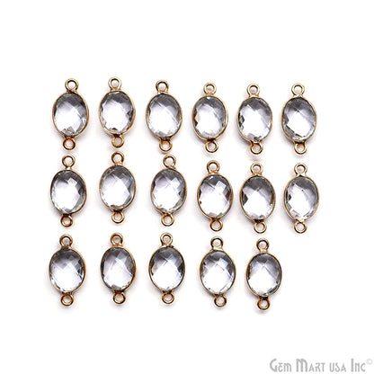 Oval 8x10mm Gold Bezel Double Bail Gemstone Connector