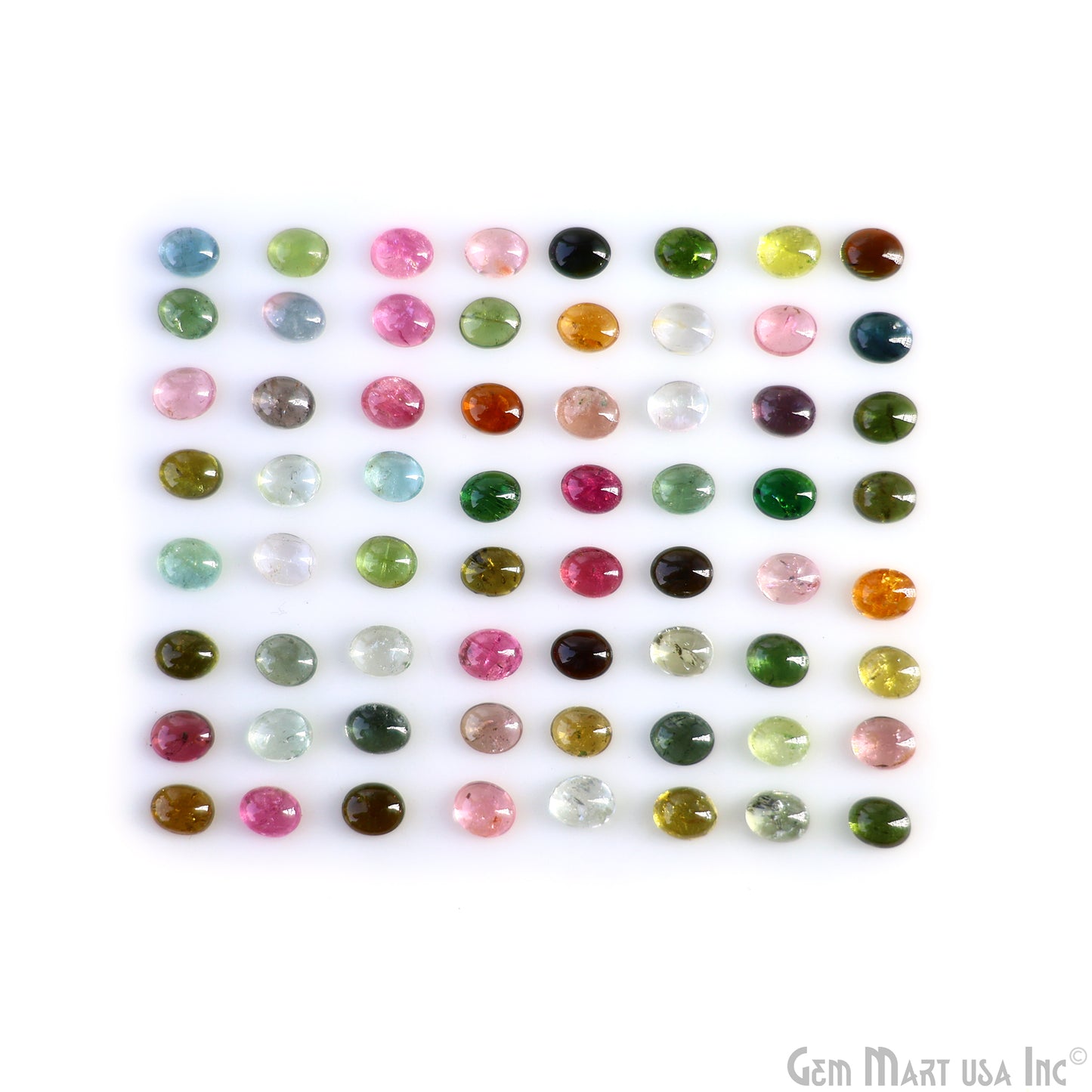 Multi Tourmaline Wholesale Gemstones, 100% Natural Semi-Precious Gems, Multi Color Cabochons Loose Gems, 5x6mm, Oval, 5 Carats