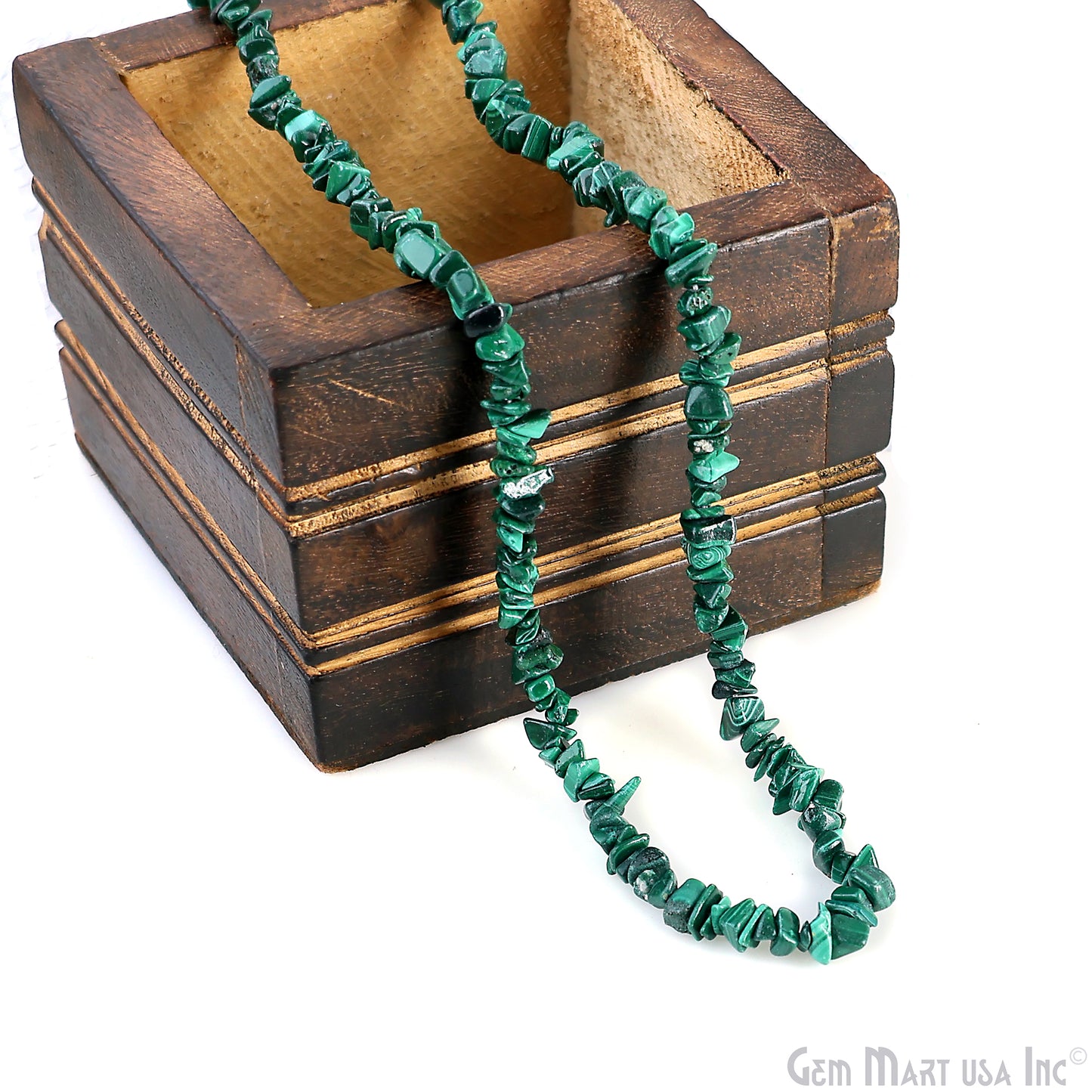 Malachite Chip Beads, 34 Inch, Natural Chip Strands, Drilled Strung Nugget Beads, 3-7mm, Polished, GemmartUSA (CHMC-70001)