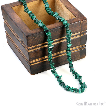Malachite Chip Beads, 34 Inch, Natural Chip Strands, Drilled Strung Nugget Beads, 3-7mm, Polished, GemmartUSA (CHMC-70001)