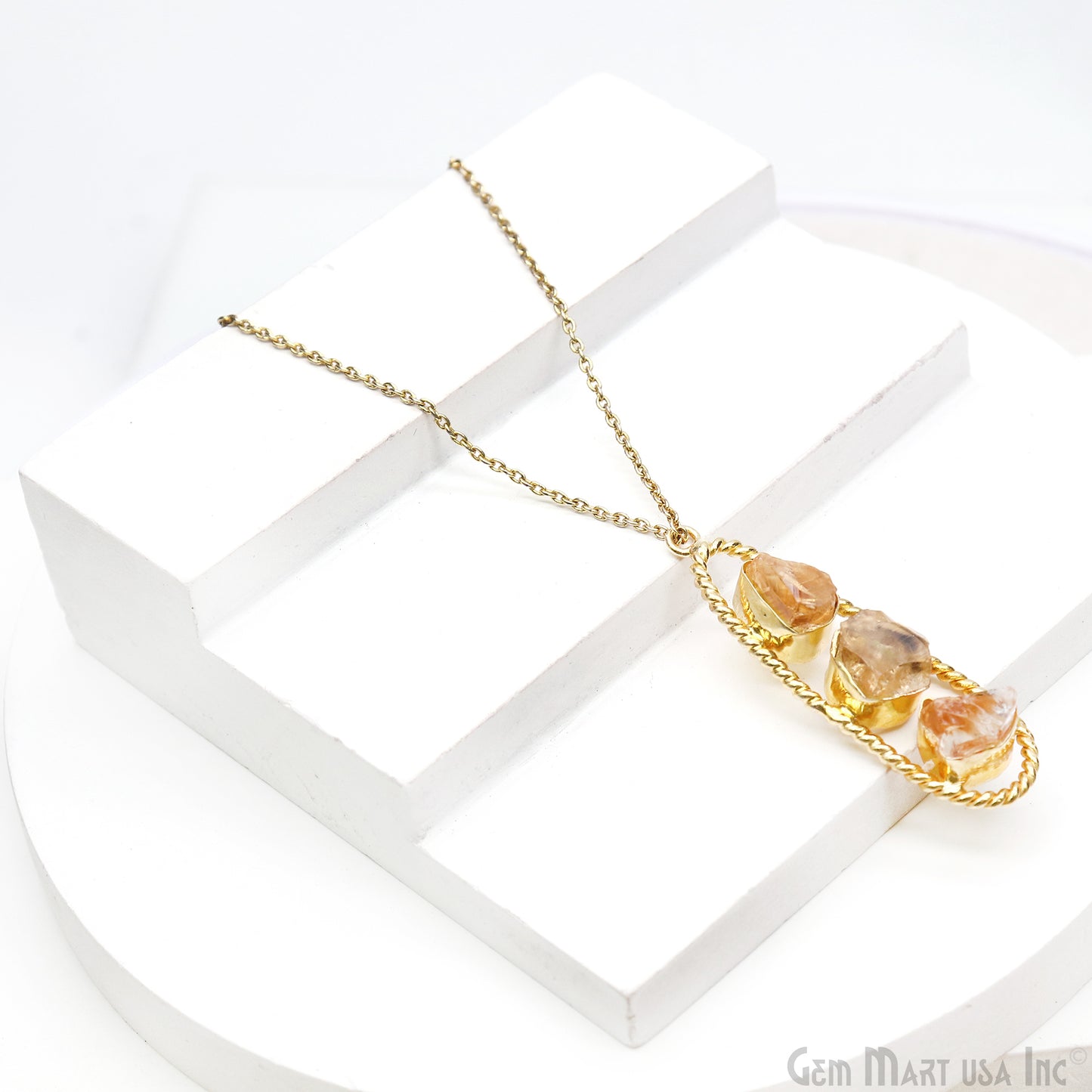 Citrine Rough Gemstone Free Form Oval Gold Plated Twisted Bezel setting 44x16mm DIY Earring Pendant Connector