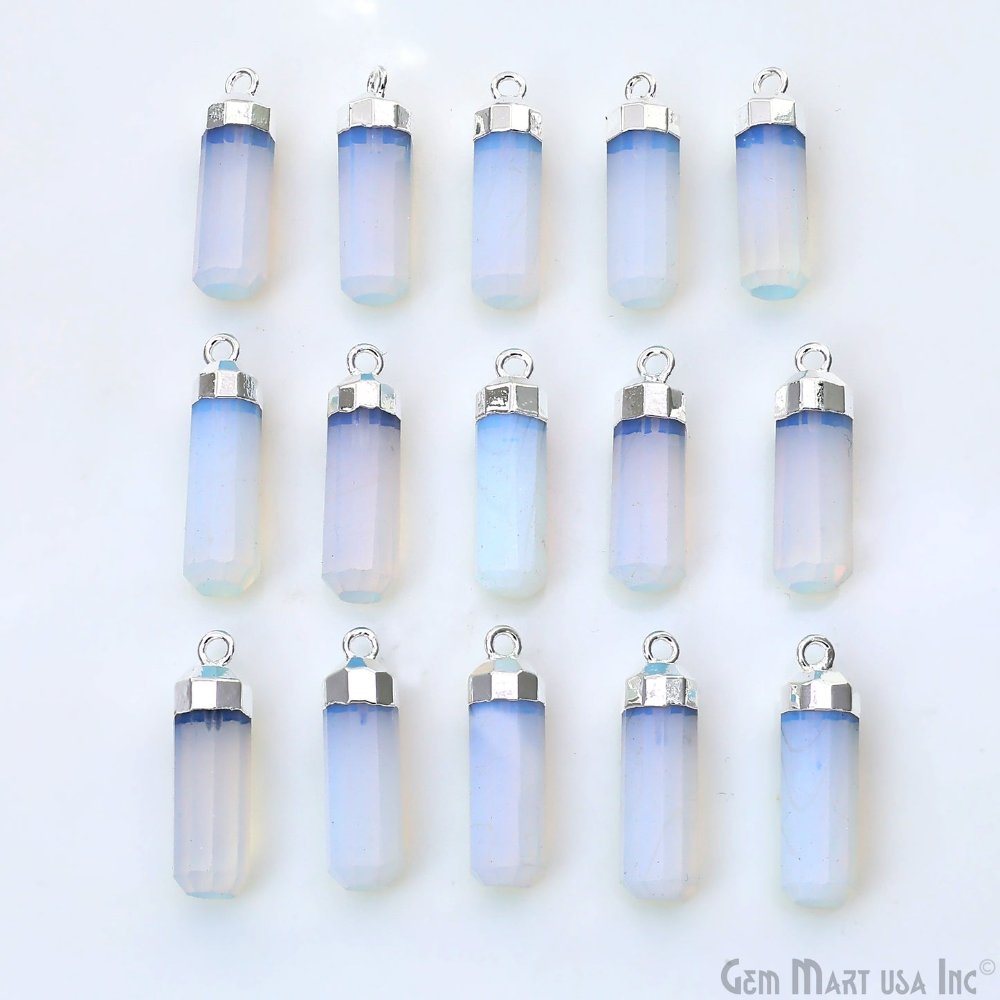 Single Point 25x7mm Silver Electroplated Gemstone Connector